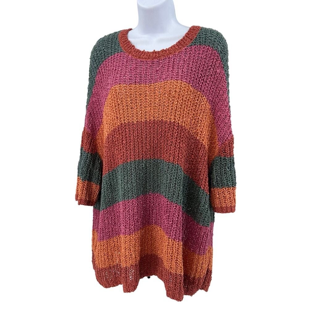 Natural Reflections Sweater WMNS XL Colorblock Chunky Knit Boho Cozy Cottagecore